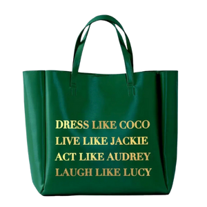 Green Never Full Tote w/Strap