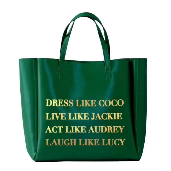 Green Never Full Tote w/Strap